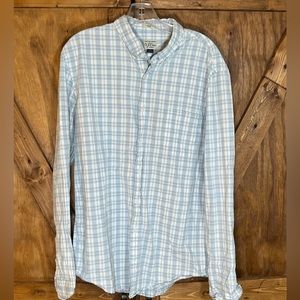 J‎ Crew Men Shirt Large Blue Plaid Cotton Blend